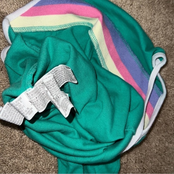 Forever 21 Green Bodysuit With White Trim and Colorful Band Across the Chest Med - Picture 4 of 8
